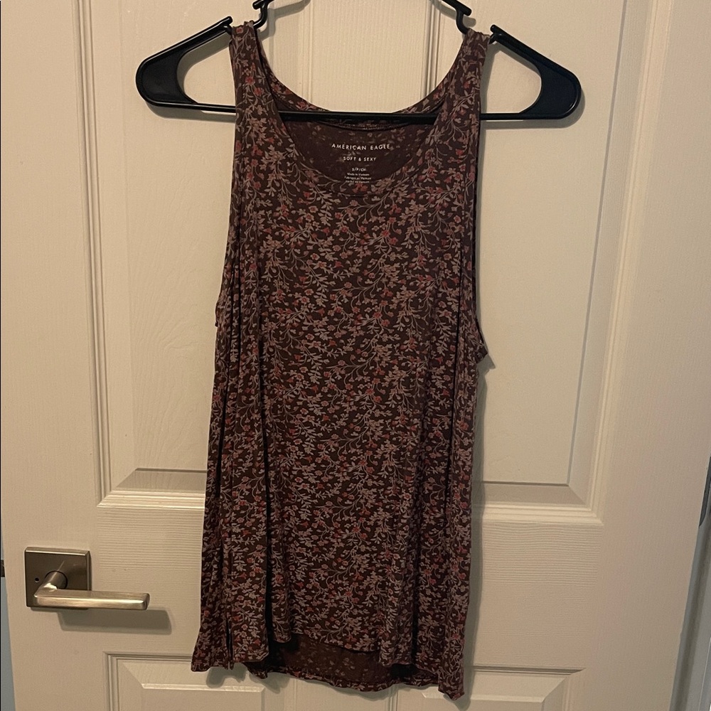 American Eagle Outfitters Floral Tank Top - Brown and Red